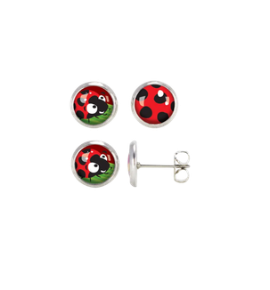 Liliwenn et malou d'armorique-L&M DA-Puces d'oreilles Enfant coccinelle - Argent
