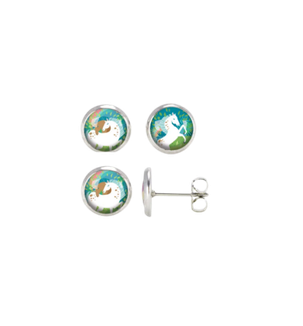 liliwenn et malou d'armorique-L&M DA-Puces d'oreilles Enfant Pirouette cheval blanc - Argent